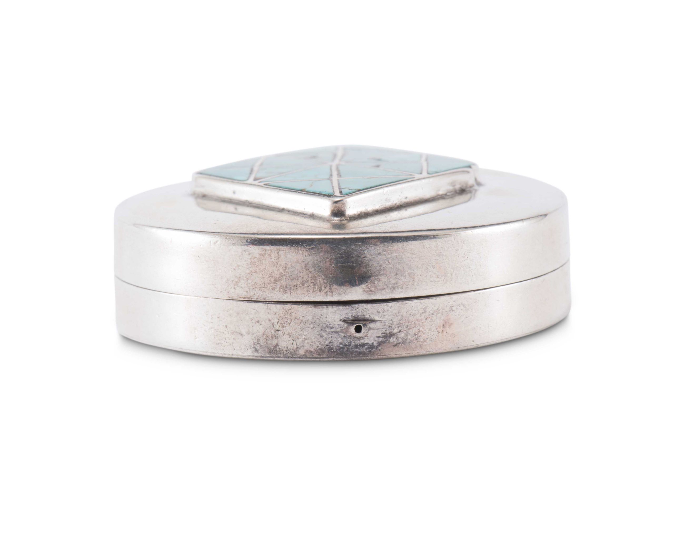 Navajo Silver Box with Turquoise Zuni Inlay