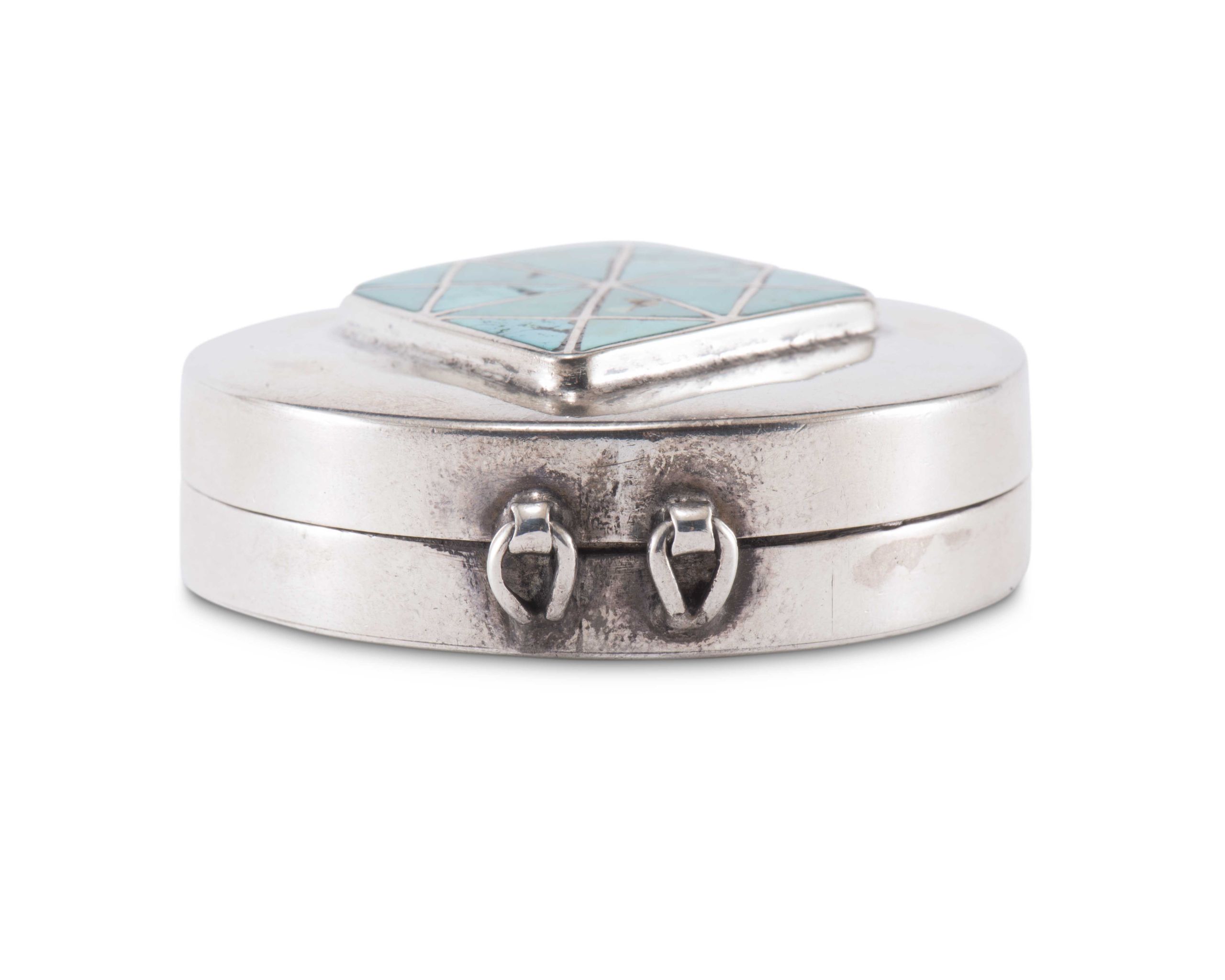 Navajo Silver Box with Turquoise Zuni Inlay