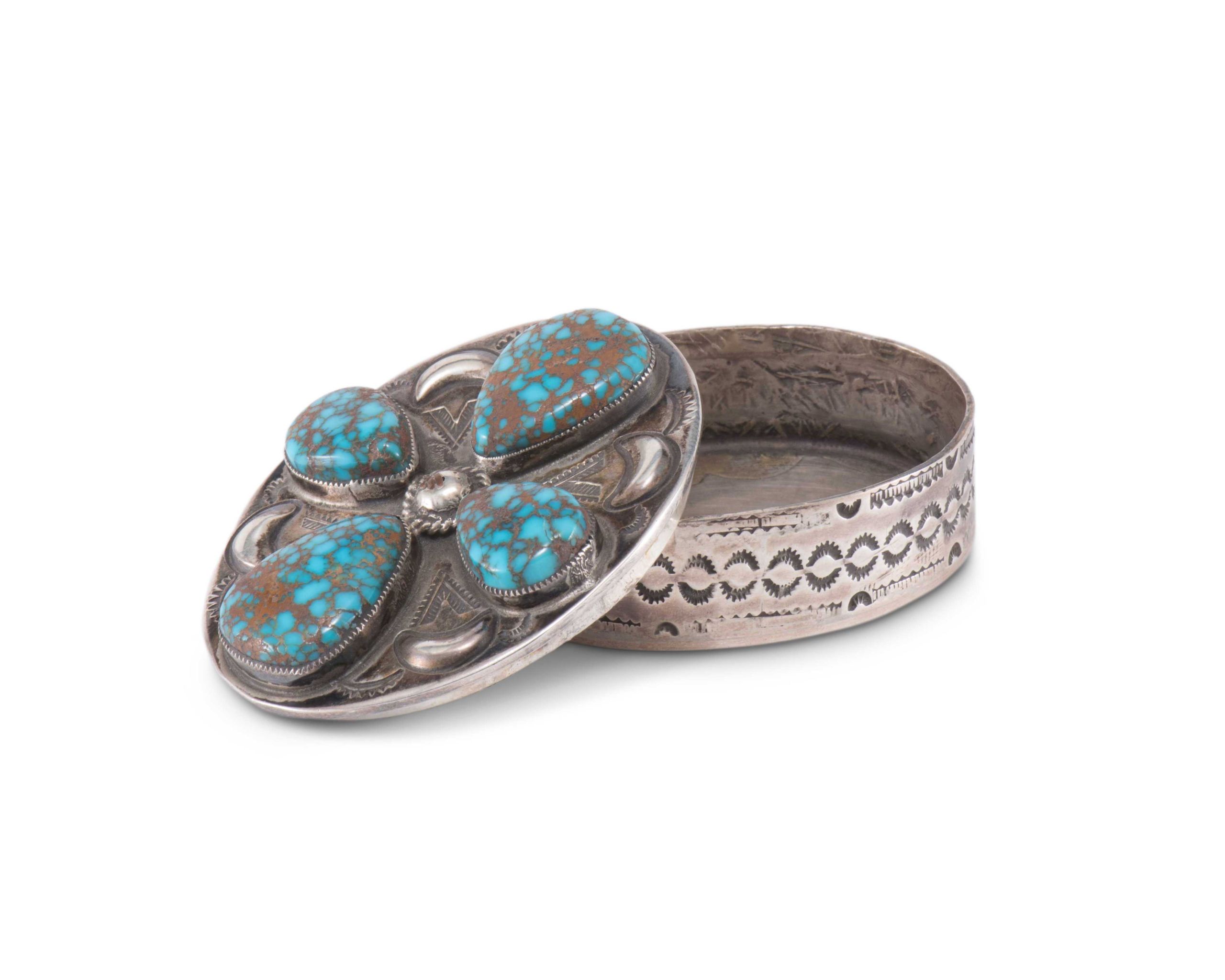 Navajo Silver Box with Turquoise