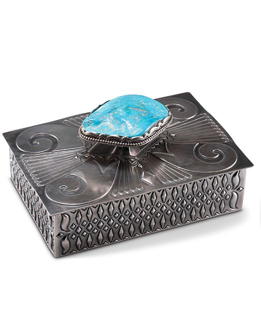 Jennifer Curtis Silver Box with Morenci Turquoise