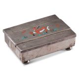 Chee Keams and Ray Poblano Silver Box with Deer Inlay