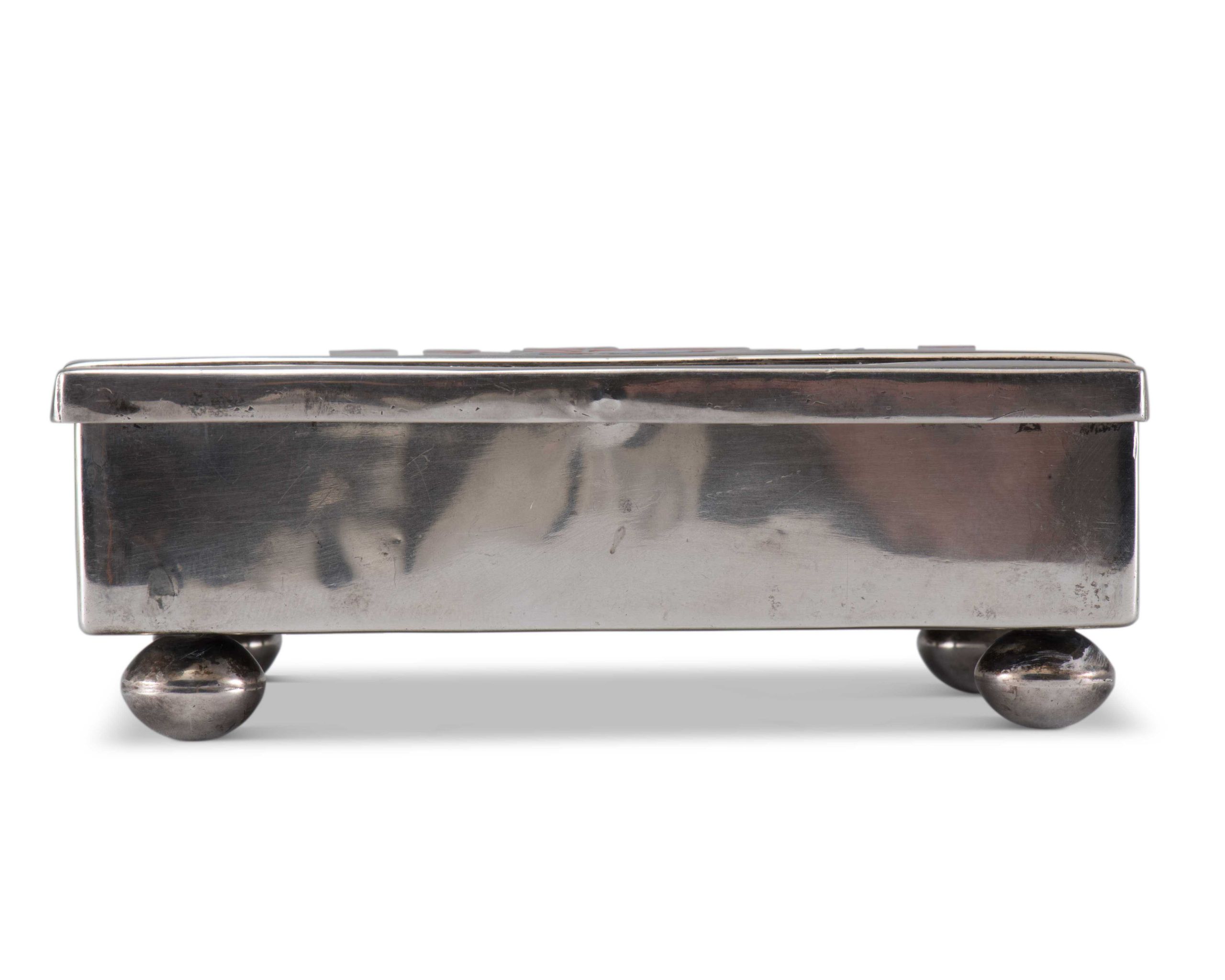 Chee Keams and Ray Poblano Silver Box with Deer Inlay