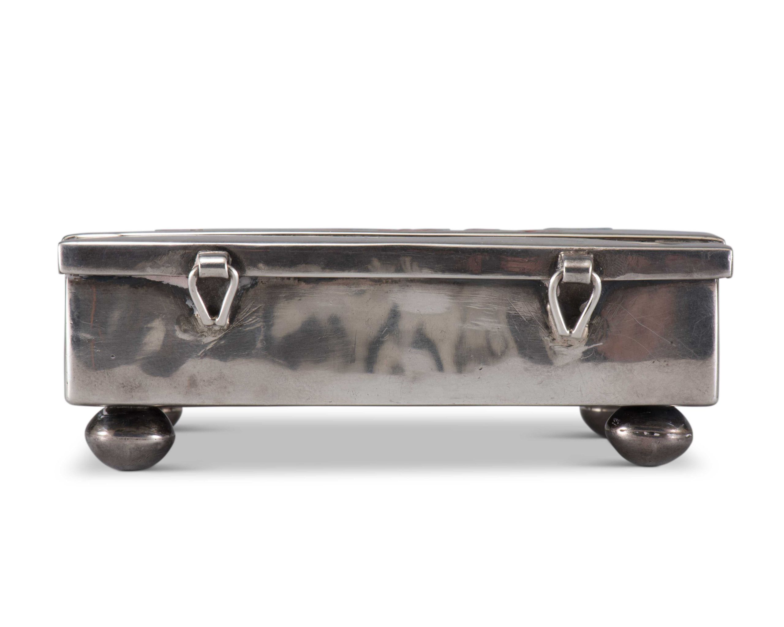 Chee Keams and Ray Poblano Silver Box with Deer Inlay