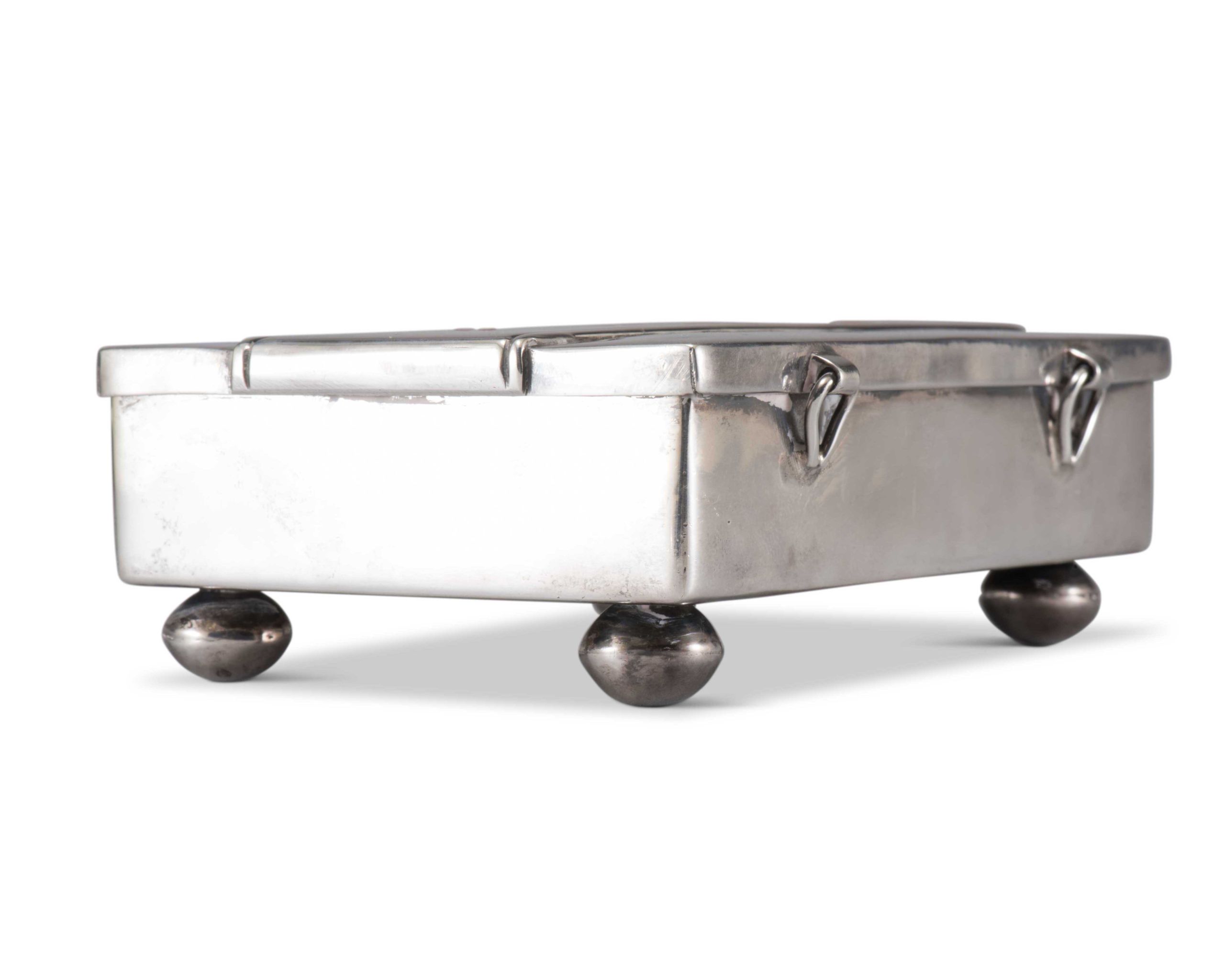 Chee Keams and Ray Poblano Silver Box with Deer Inlay