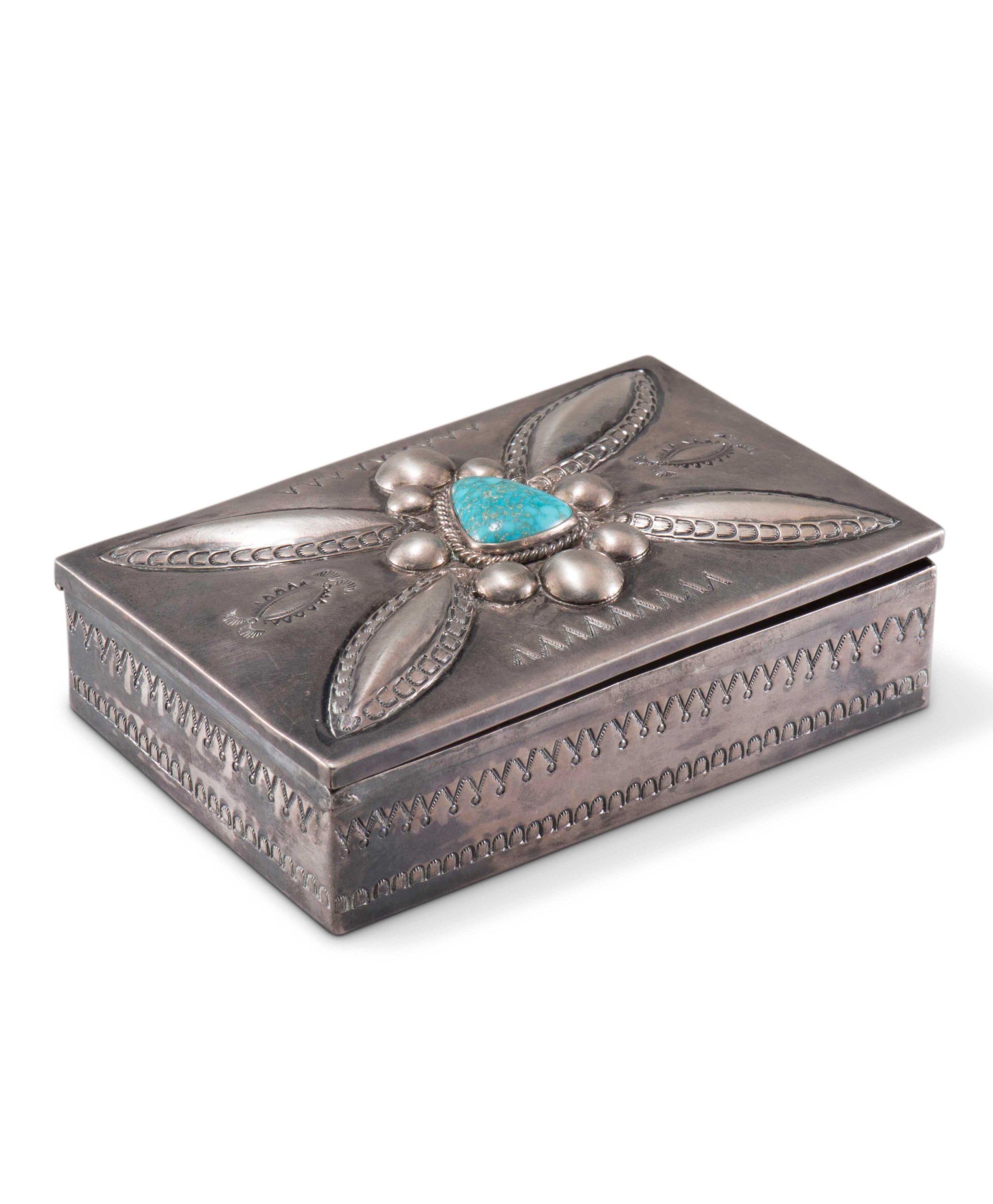 Navajo Silver Box with Turquoise