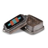 Small Navajo Silver Box with Zuni Inlay