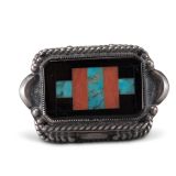 Small Navajo Silver Box with Zuni Inlay