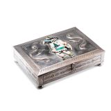 Large Navajo Silver Box with Inlaid Zuni One Horn Katsina