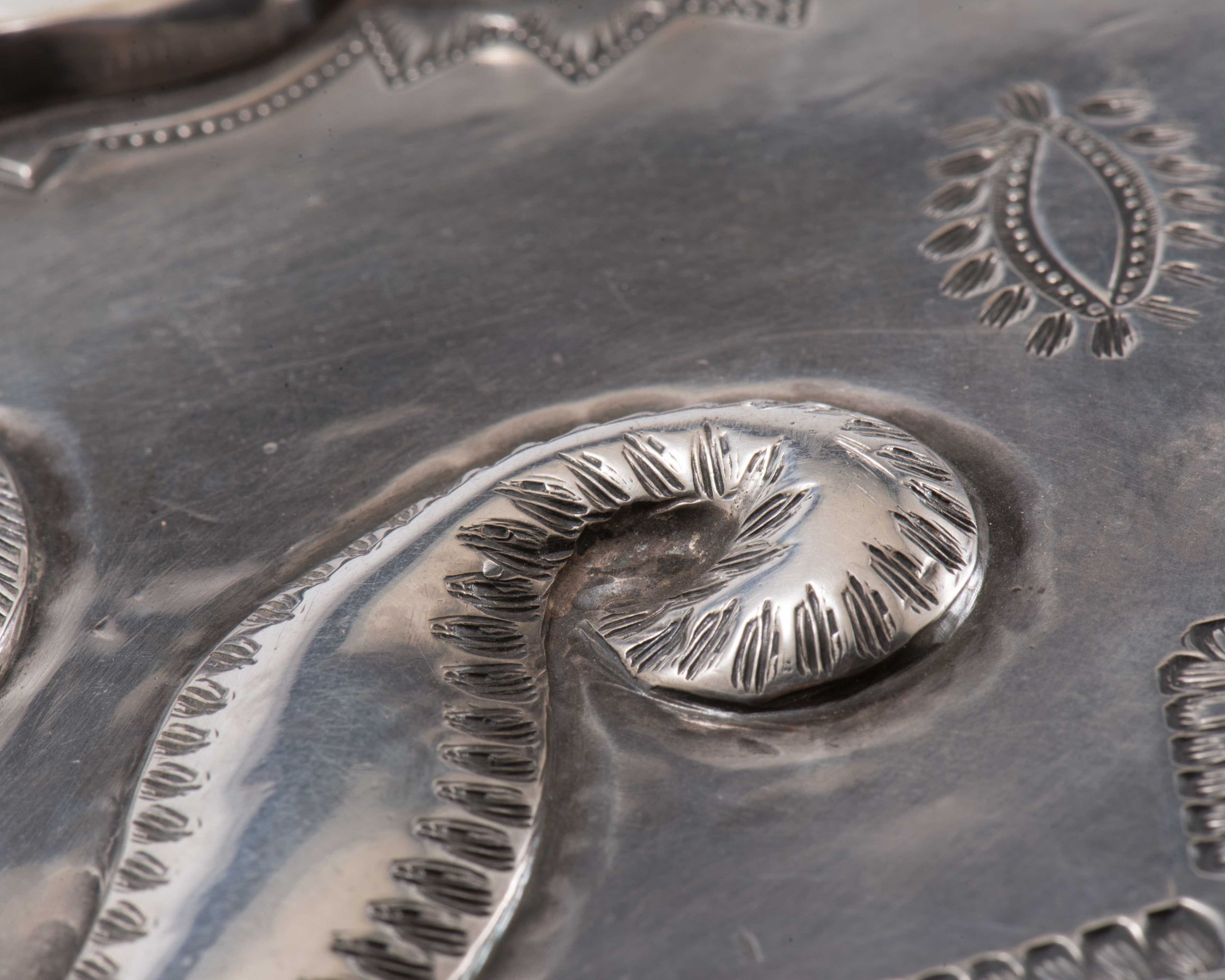Large Navajo Silver Box with Inlaid Zuni One Horn Katsina