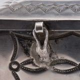 Large Navajo Silver Box with Inlaid Zuni One Horn Katsina