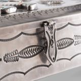 Large Navajo Silver Box with Inlaid Zuni One Horn Katsina