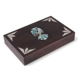 Zuni Ironwood Box with Silver and Turquoise Thunderbird