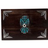 Zuni Ironwood Box with Silver and Turquoise Thunderbird