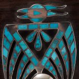 Zuni Ironwood Box with Silver and Turquoise Thunderbird