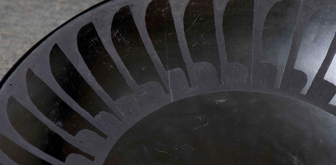 Maria Martinez black-on-black feather plate