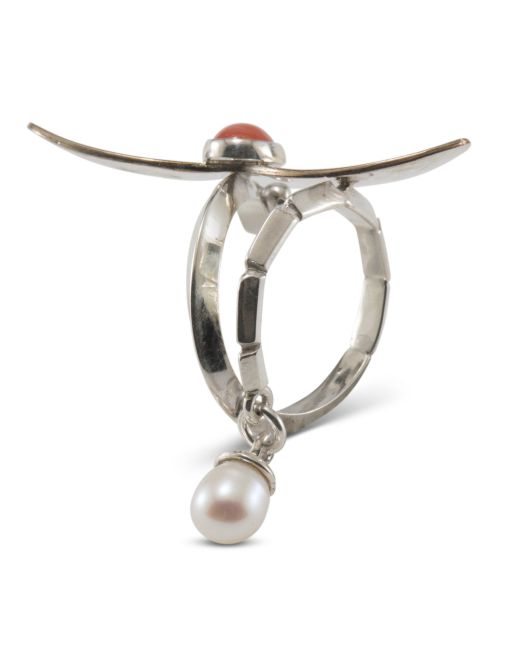 Fritz Casuse Coral and Pearl Dragonfly Ring