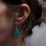 Jesse Robbins Fox Turquoise  Tab Earrings