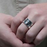 Norbert Peshlakai Sterling Silver Ring with Rabbit Design