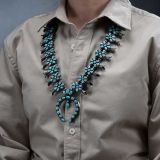 Vintage Number 8 Turquoise Squash Blossom Necklace