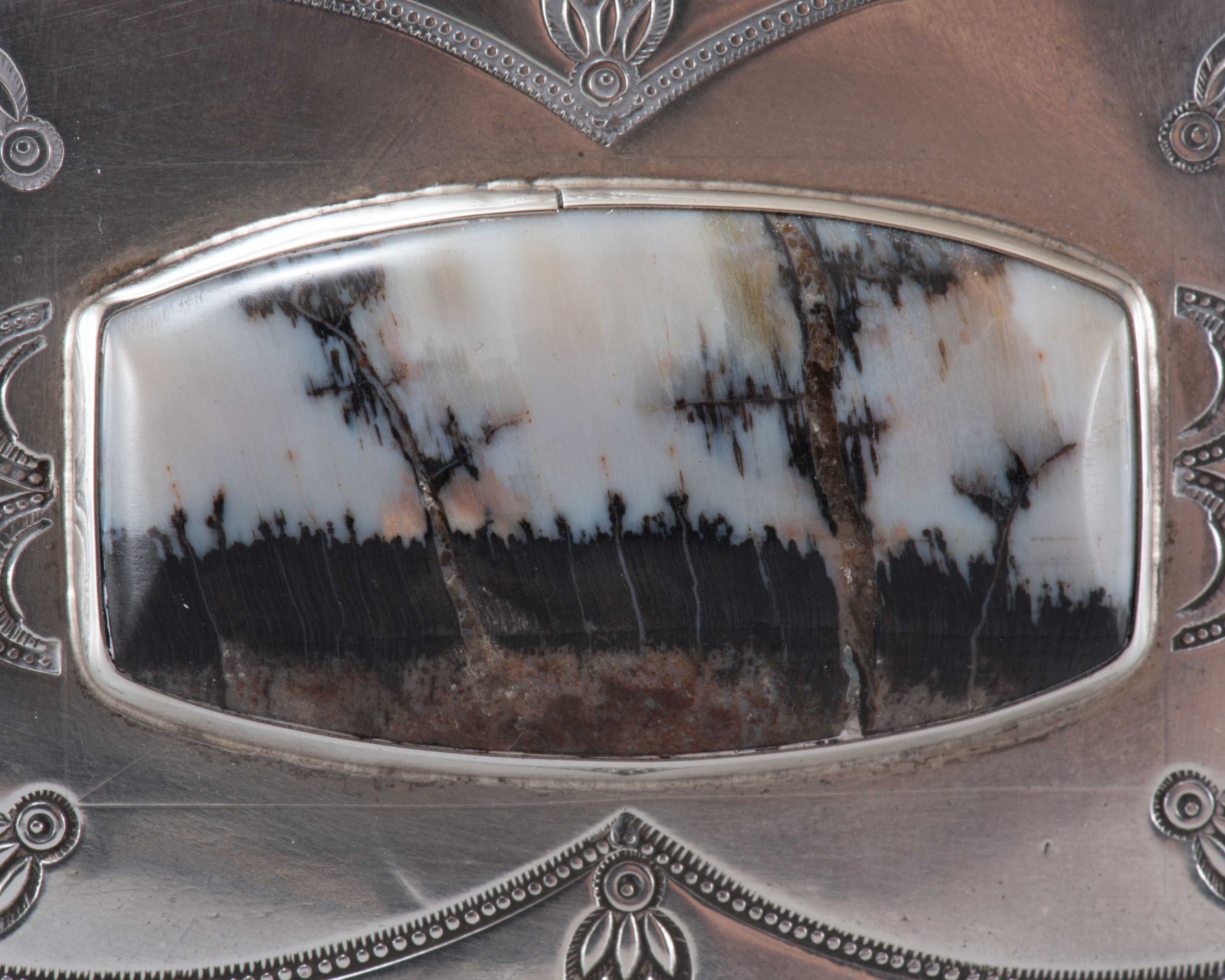 Navajo Silver Box with Petrified Wood