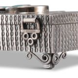 Navajo Silver Box with Zuni Inlaid Thunderbird