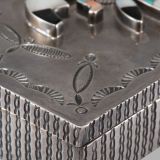 Navajo Silver Box with Zuni Inlaid Thunderbird