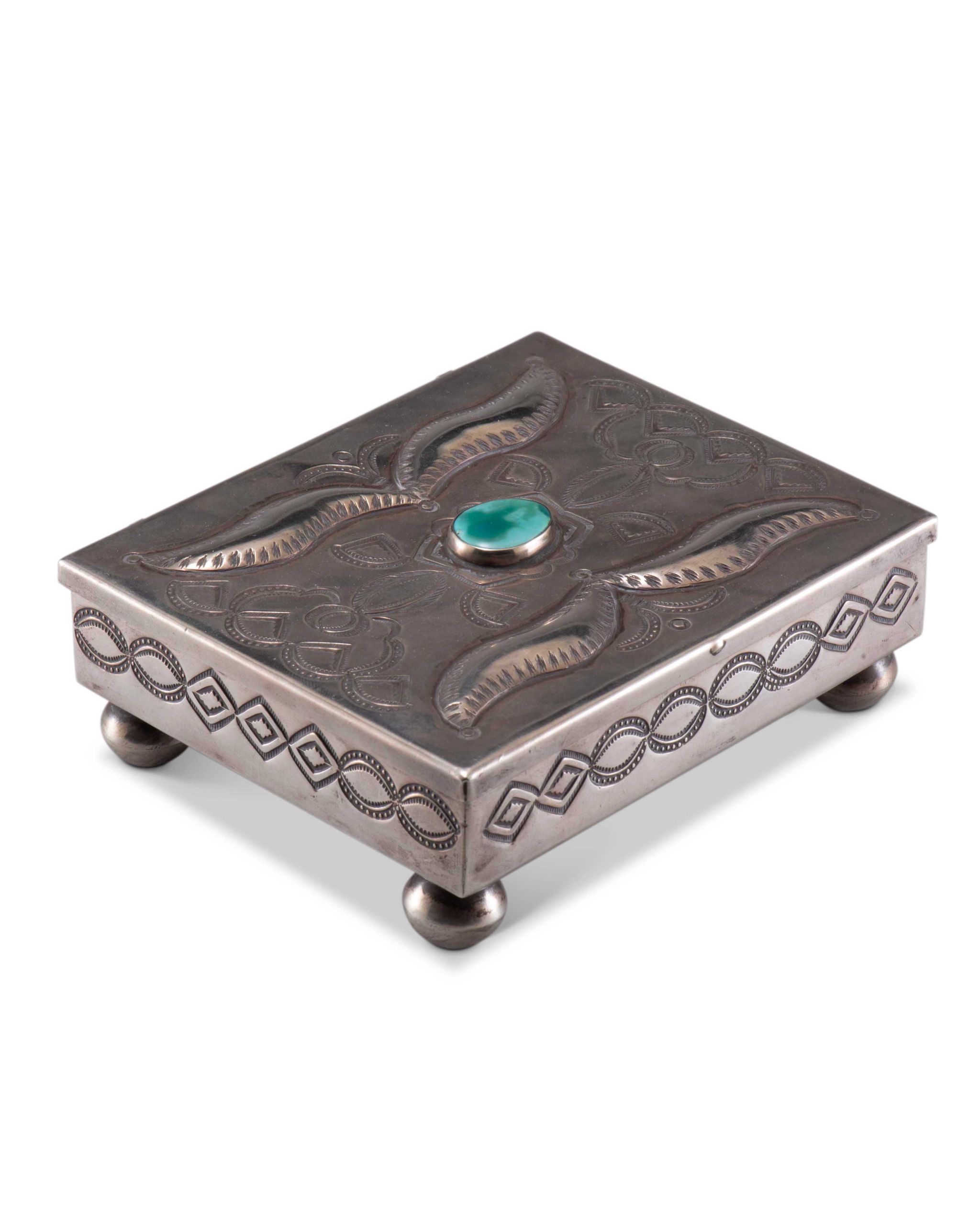 Navajo Silver Box with Turquoise