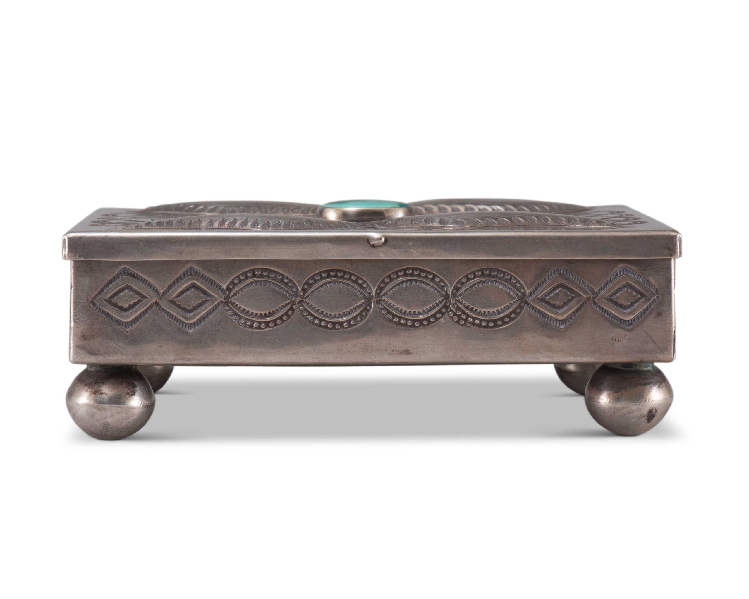 Navajo Silver Box with Turquoise