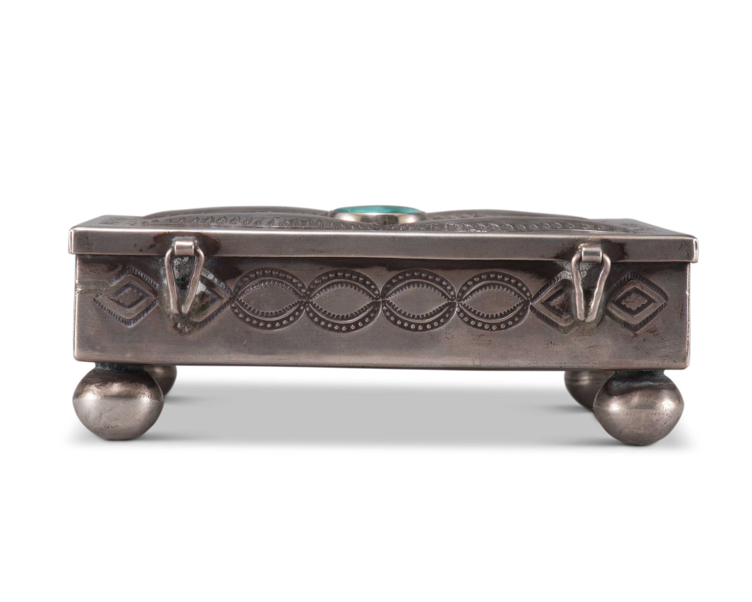Navajo Silver Box with Turquoise