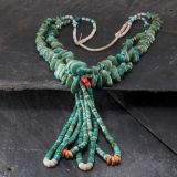 Vintage Turquoise Tab Necklace with Four Jaclas