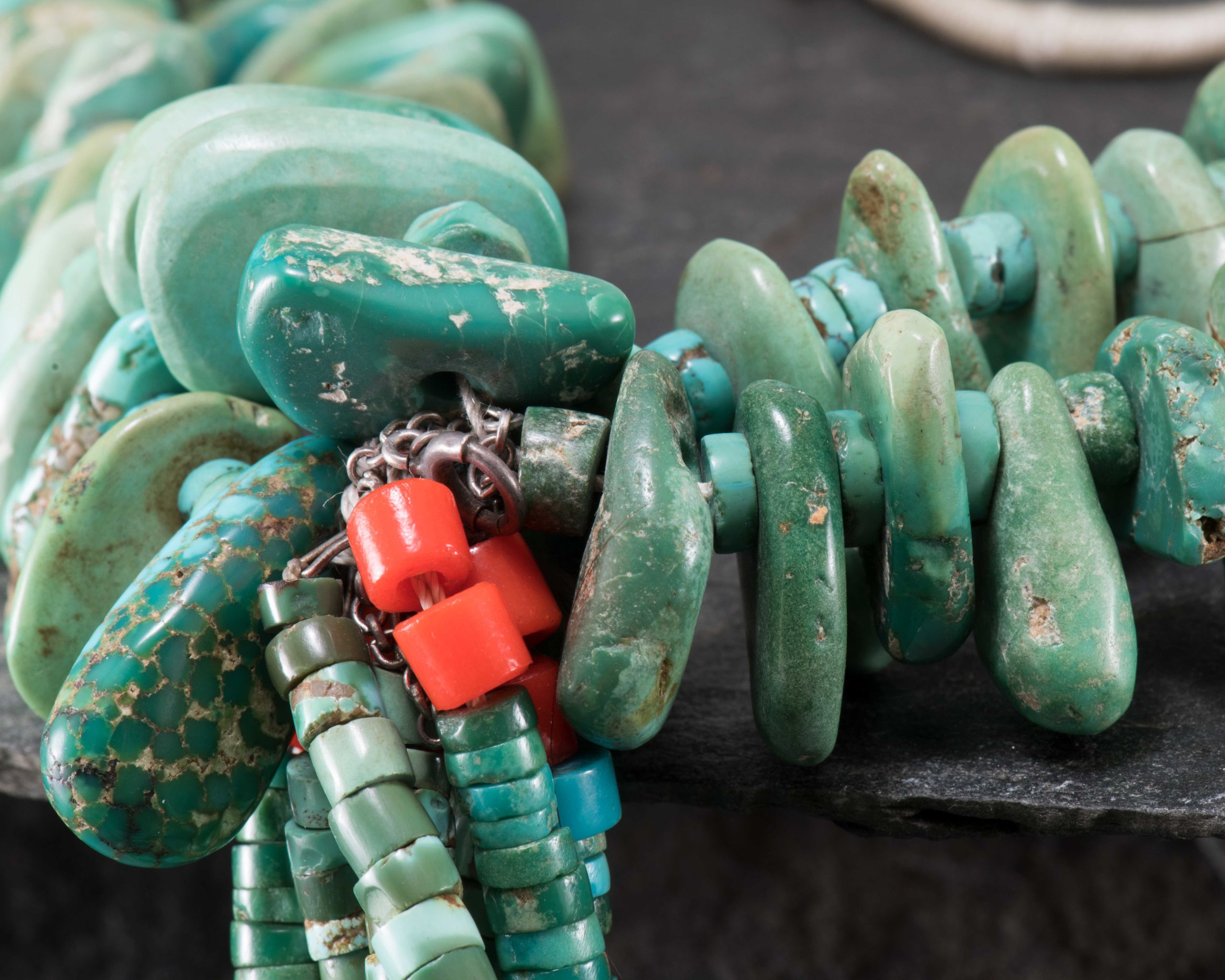 Vintage Turquoise Tab Necklace with Two Jacla - Four Winds Gallery