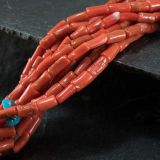 Vintage Coral Ten Strand Necklace with Turquoise Tabs
