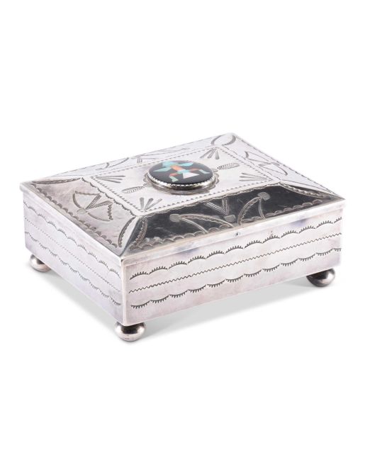 John Leekity Silver Box with Knifewing Man
