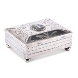 John Leekity Silver Box with Knifewing Man