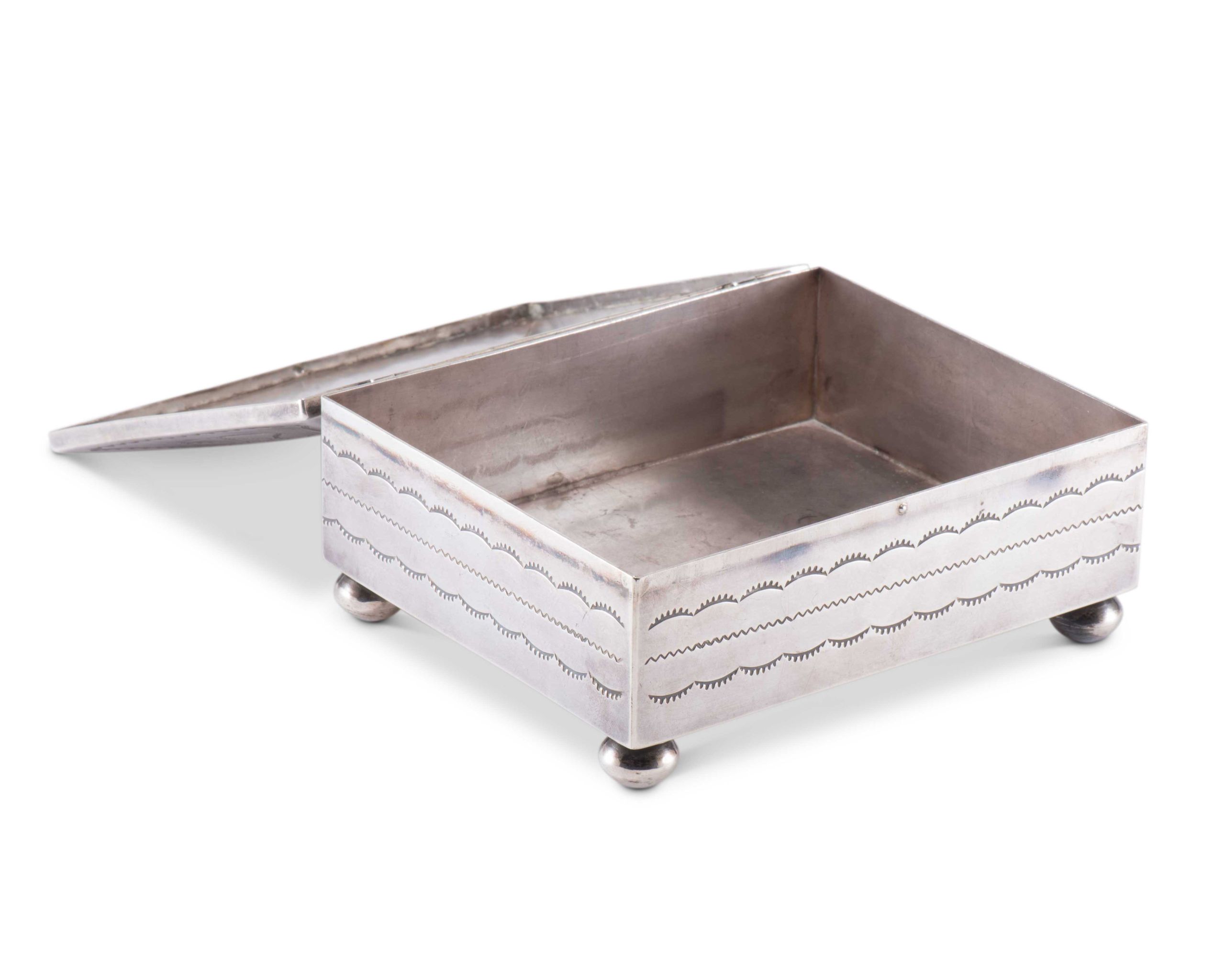 John Leekity Silver Box with Knifewing Man