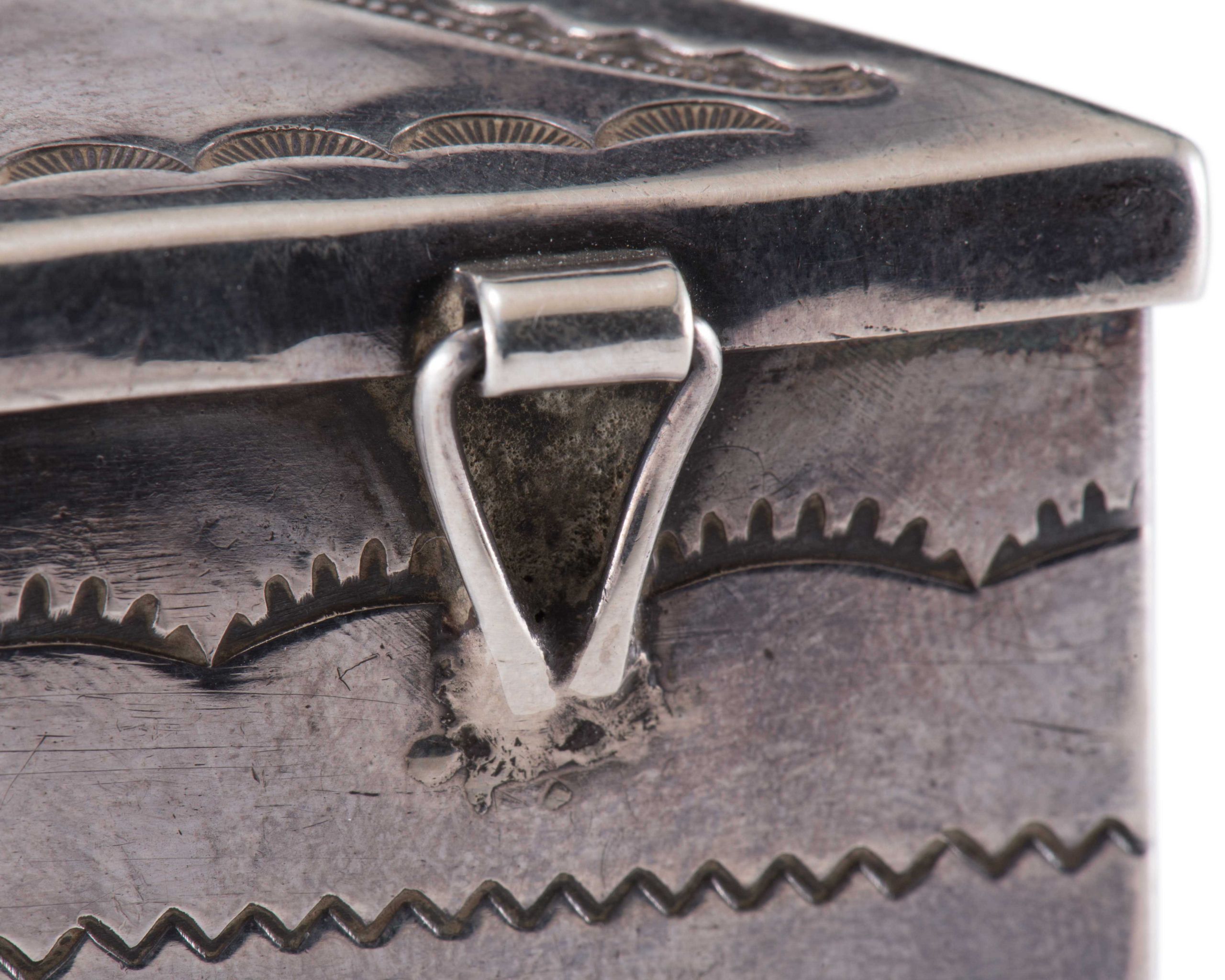 John Leekity Silver Box with Knifewing Man