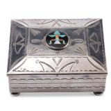 John Leekity Silver Box with Knifewing Man