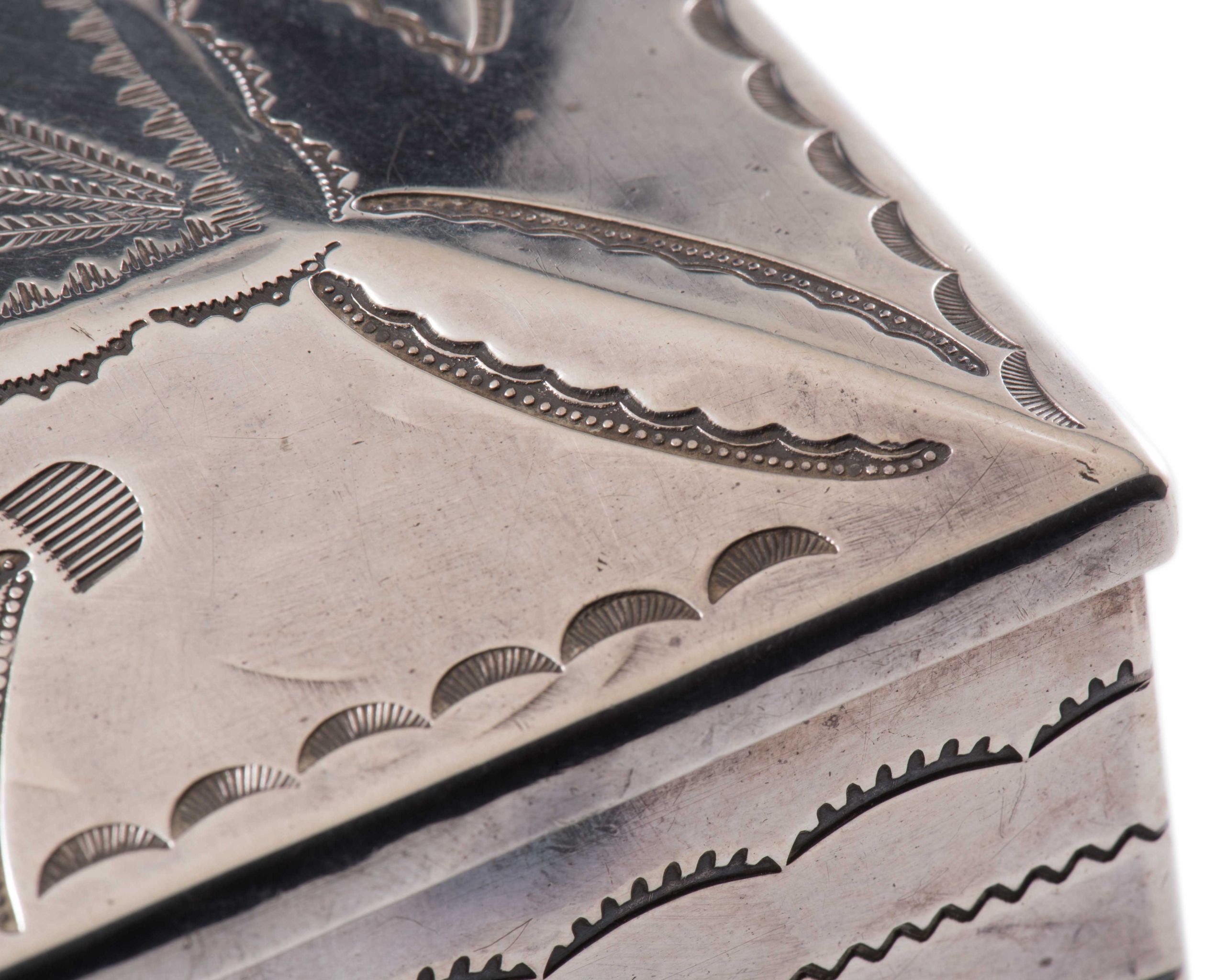 John Leekity Silver Box with Knifewing Man