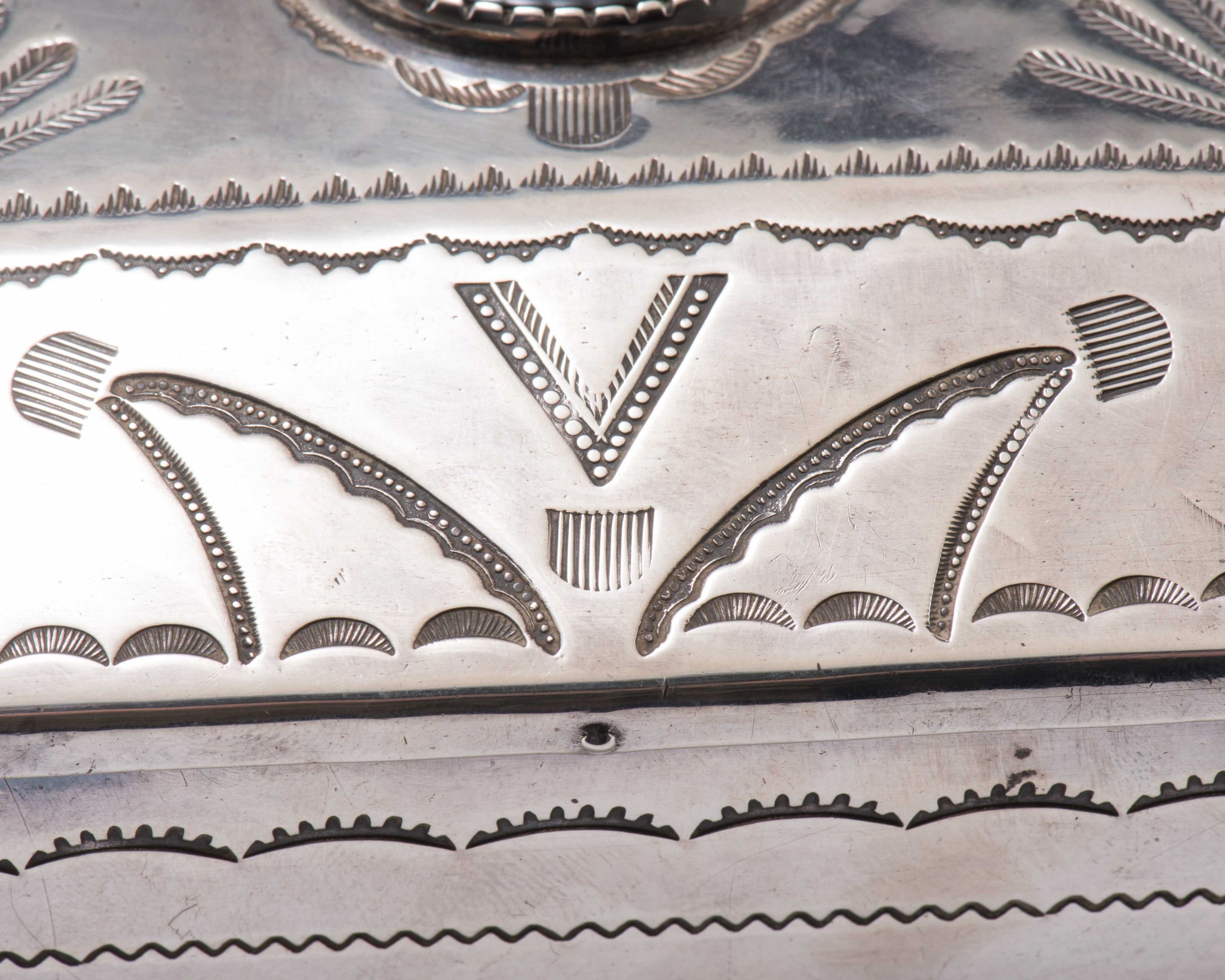 John Leekity Silver Box with Knifewing Man
