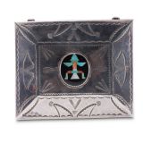John Leekity Silver Box with Knifewing Man
