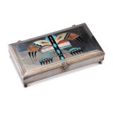 Navajo Silver Box with Zuni Inlay