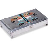 Navajo Silver Box with Zuni Inlay
