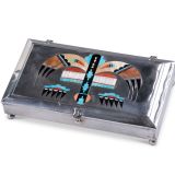 Navajo Silver Box with Zuni Inlay
