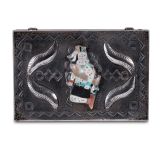 Walter Nahktewa Silver Box with Zuni White Fire God