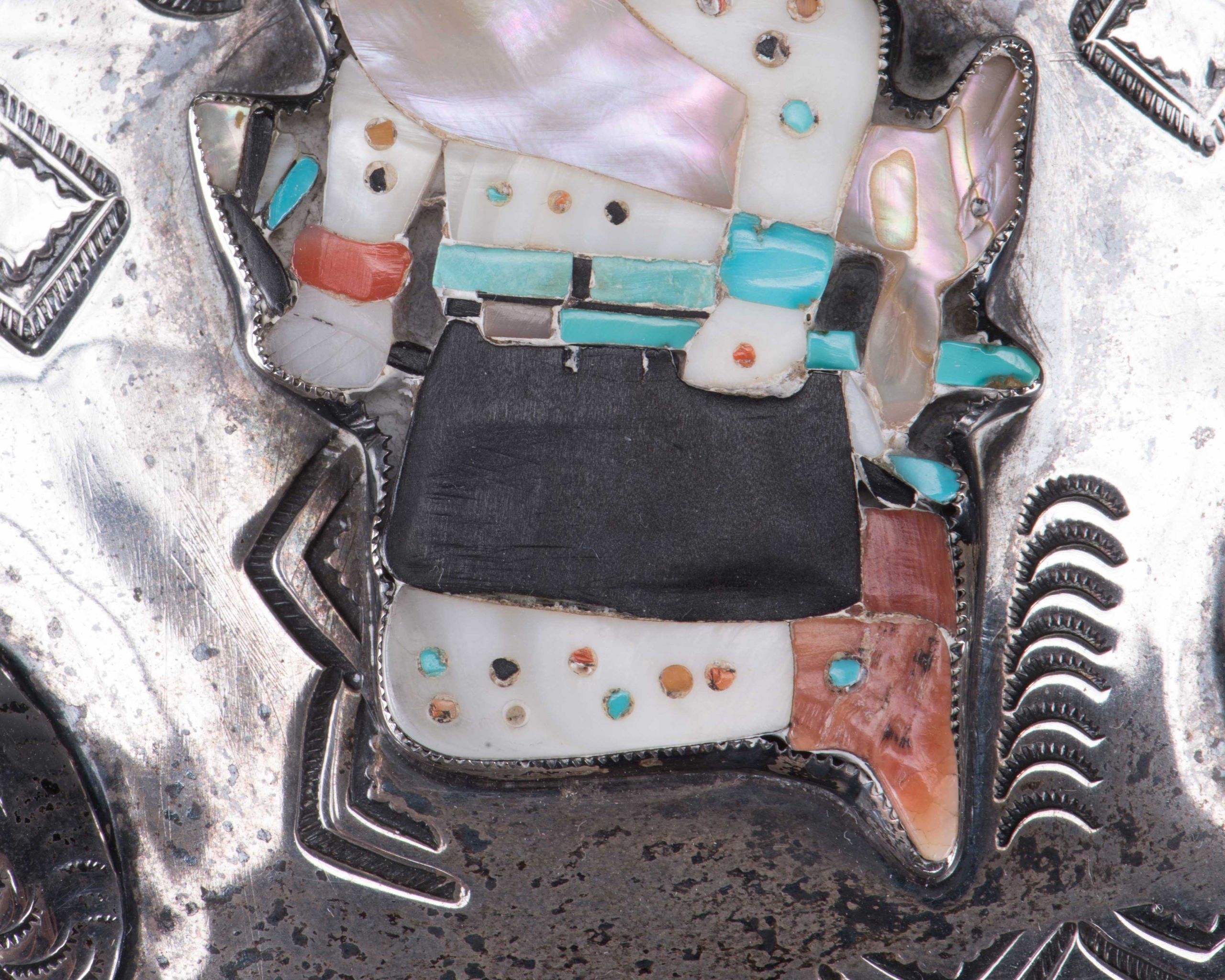 Walter Nahktewa Silver Box with Zuni White Fire God
