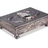 Walter Nahktewa Silver Box with Zuni White Fire God