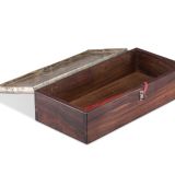 Elliott Qualo Silver and Wood Box with Inlaid Apache Gaan Dancers