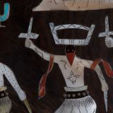Elliott Qualo Silver and Wood Box with Inlaid Apache Gaan Dancers
