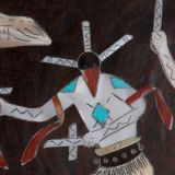 Elliott Qualo Silver and Wood Box with Inlaid Apache Gaan Dancers