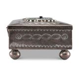 John Hoskie and Eddie Beyuka Silver Box with Inlaid Shalako